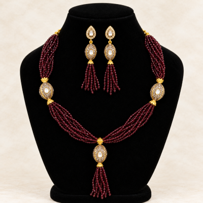 Premium Turkish Crystal and Antique Ball Necklace Set